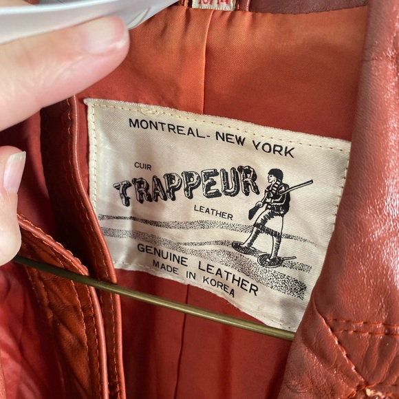 Burgundy real leather long coat - Picture 3 of 4